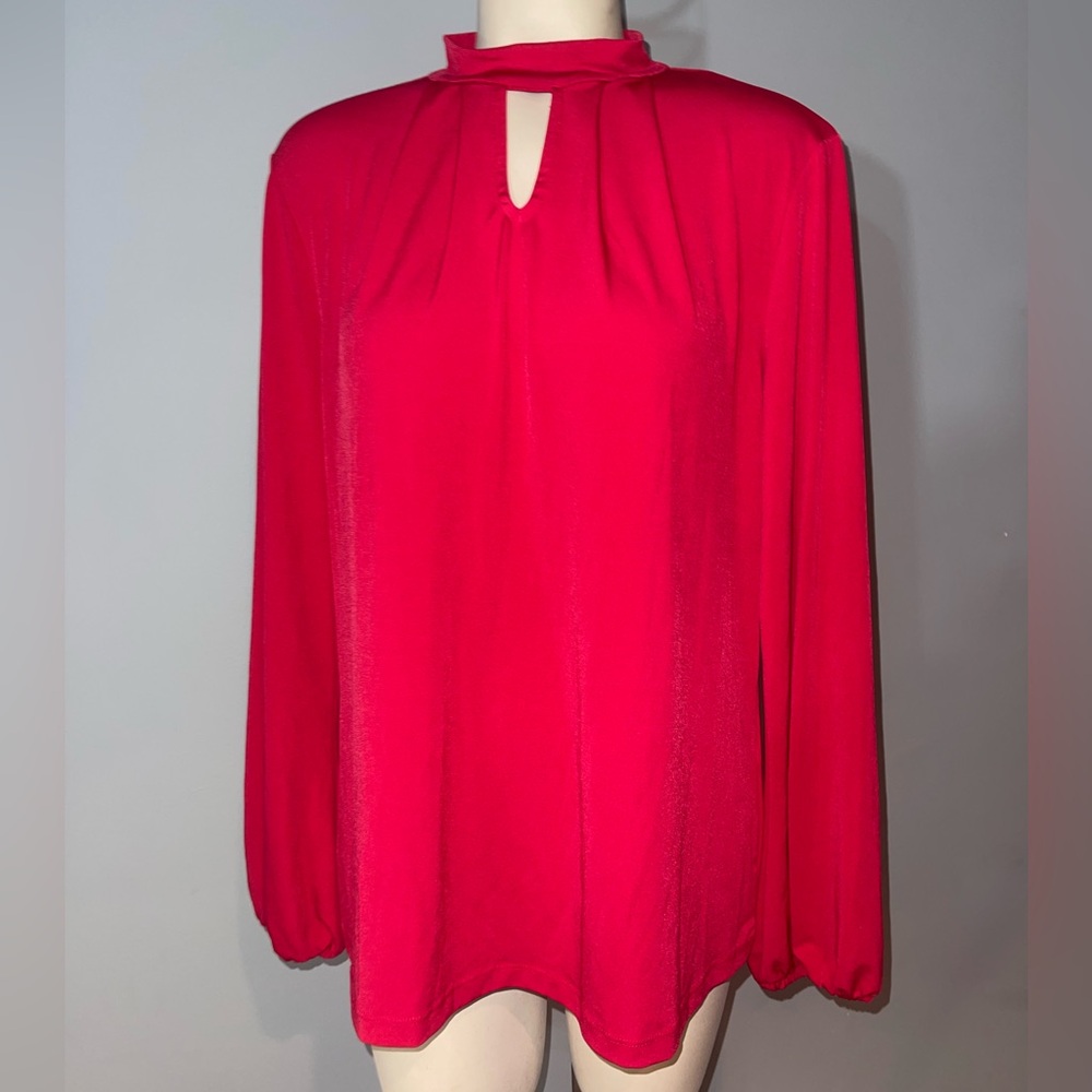 Chico’s red long sleeve keyhole blouse top shirt size 2 aka US size 12